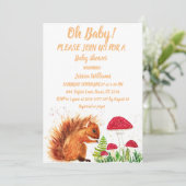 Eekhoorn Waterverf Baby Girl paddenstoel Rood Kaart (Staand voorkant)