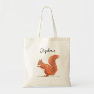 Eekhoorn waterverf dierlijk bos baby naam herfst tote bag