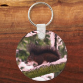 Eekhoorn Winter Foto Basic Button sleutelhanger (Voorkant)