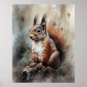 Eekhoorn Woodland Animal Art Print Poster