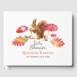 Eekhoorn Woodland herfst Waterverf Baby shower Gastenboek
