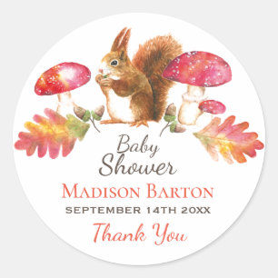 Eekhoorn Woodland herfst Waterverf Baby shower Ronde Sticker