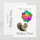 Eekhoornballonnen Verjaardagsfeestje Uitnodiging (Voorkant / Achterkant)