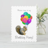 Eekhoornballonnen Verjaardagsfeestje Uitnodiging (Staand voorkant)