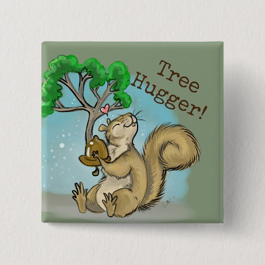 Eekhoornboom Vierkante Button 5,1 Cm (Voorkant)