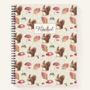 Eekhoornen en stools Autumn Patroon op maat Notitieboek