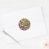Eekhoorns aan het raam ronde sticker (Envelop)