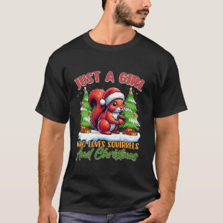 Eekhoorns Acorn Just A Girl Santa Hat Lights Tree T-shirt