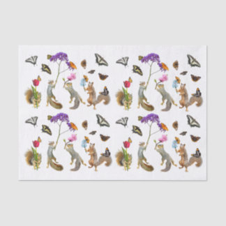 Eekhoorns, bloemen en vlinders Weefselpapier Tissuepapier