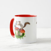 Eekhoorns dansen op de Mok van Rode paddenstoelen (Voorkant links)