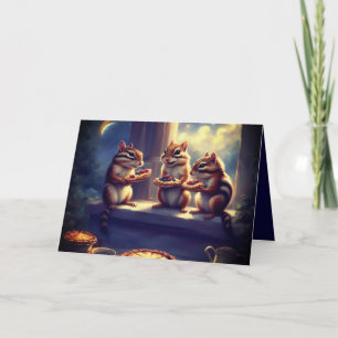 Eekhoorns en taart voor je verjaardag feestdagen kaart