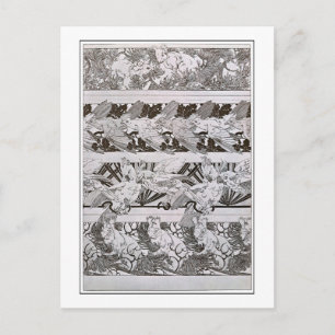 Eekhoorns en vogels van Art Nouveau Style, Mucha Briefkaart