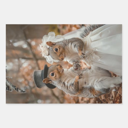 Eekhoorns Getrouwen in Forest Decoupage Inpakpapier Vel (Voorkant 3)