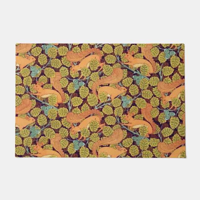 Eekhoorns in Bomen  Art Nouveau Deurmat (Voorkant)