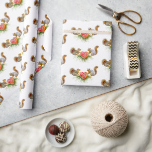 Eekhoorns met Paddestoel Hart Wrapping Papier
