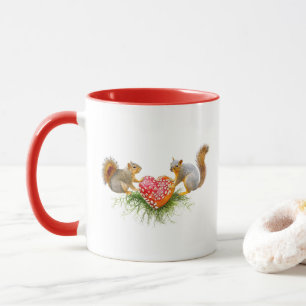 Eekhoorns met Red Mushroom Heart Mok