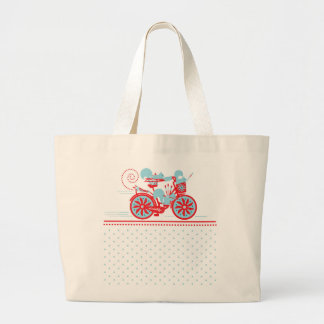 Eekhoorns op een fiets Jumbo Tas - Lichtblauw/rood