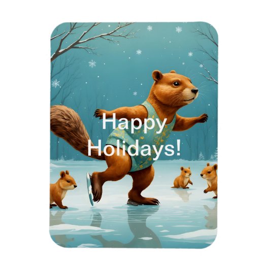 Eekhoorns op ijs magneet (Verticaal)