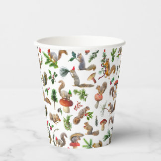 Eekhoorns Rood en Green Paper Cups Papieren Bekers