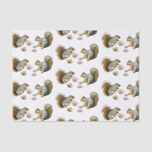 Eekhoorns Tea Party Tissue Papier (Voorkant)