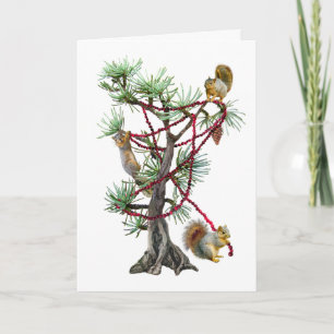 Eekhoorns versieren de kerstboom Kaart
