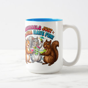 Eekhoorns willen gewoon lol hebben! tweekleurige koffiemok