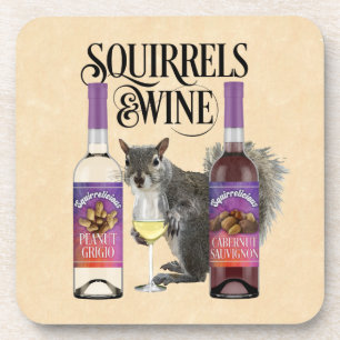 Eekhoorntjes en wijn - Funny Squirrel Lover en Win Bier Onderzetter