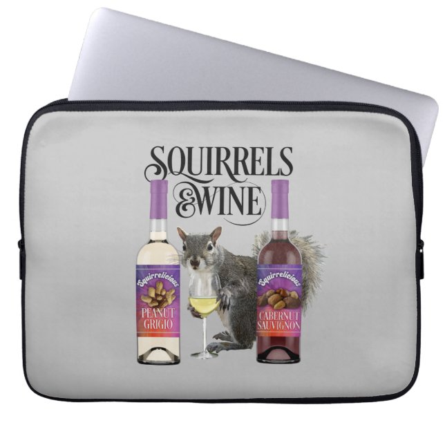 Eekhoorntjes en wijn - Funny Squirrel Lover en Win Laptop Sleeve (Voorkant)
