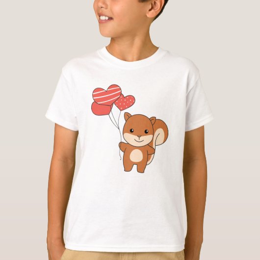 Eekhoorntjesdieren hart ballonnen Valentijn T- T-shirt (Voorkant)
