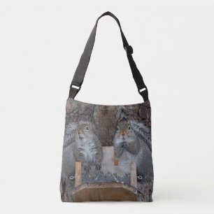 Eekhoornvrienden op de feeder crossbody tas