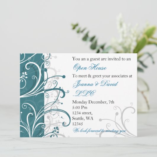 Eelegant aqua Corporate party Invitation Kaart (Staand voorkant)