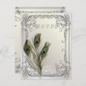 Eelegante bruinkoolpauw RSVP Uitnodiging Briefkaart (Voorkant / Achterkant)