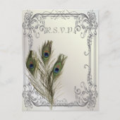 Eelegante bruinkoolpauw RSVP Uitnodiging Briefkaart (Voorkant)