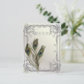 Eelegante bruinkoolpauw RSVP Uitnodiging Briefkaart (Staand voorkant)