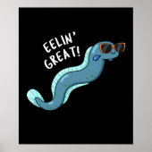 Eelin Great Funny Slippery Eel Pun Dark BG Poster (Voorkant)