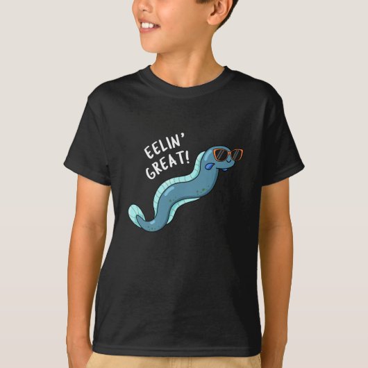 Eelin Great Funny Slippery Eel Pun Dark BG T-shirt (Voorkant)