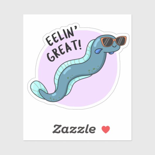 Eelin Great Funny Slippery Eel Pun Sticker (Vel)