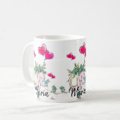 Eelphant rose Coeurs roses Mug (Devant gauche)