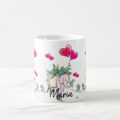 Eelphant rose Coeurs roses Mug (Centre)