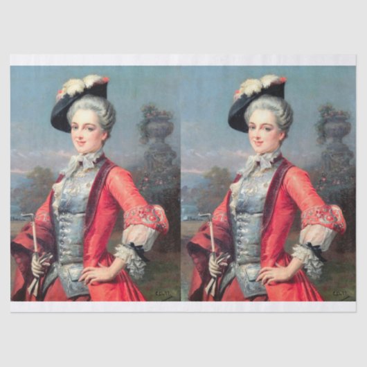 Een 18e eeuwse Elegant-dame voor ontkoppeling Tissuepapier (Voorkant)