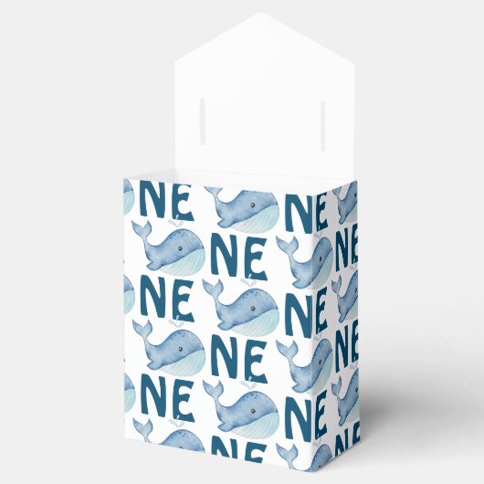 Een 1e Verjaardag Waterverf Walvis Pattern Bedankdoosjes (Geopend)