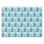 Een 1e Verjaardag Waterverf Walvis Pattern Tafelkleed (Voorkant (Horizontaal))
