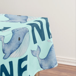 Een 1e Verjaardag Waterverf Walvis Pattern Tafelkleed
