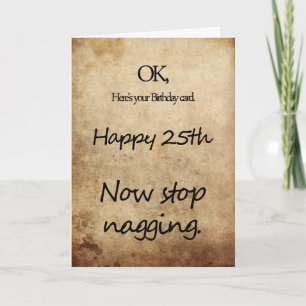 Een 25ste verjaardag voor een nag kaart