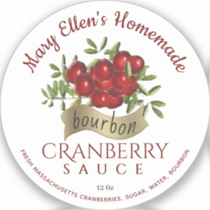 Eén 2" gouden banner Bourbon cranberry saus label