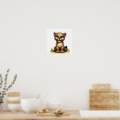 Een 3D-Waterverf Afbeelding van een jonge Cougar Poster (Keuken)