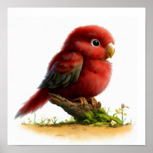 Een 3D-Waterverf Afbeelding van een jonge Crimson  Poster