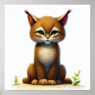 Een 3D Waterverf Afbeelding van een Schattigee Jon Poster