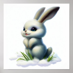 Een 3D Waterverf schilderij van een Arctic Hare Poster