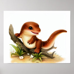 Een 3D Waterverf schilderij van een Schattige Gila Poster